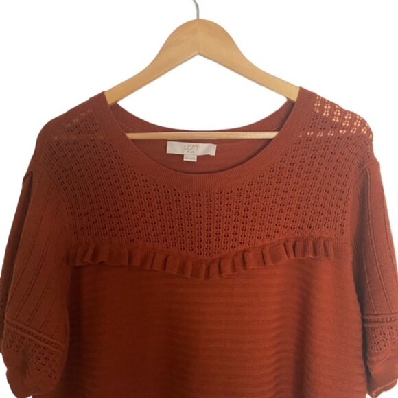 Loft Short Sleeve Ruffle Front Sweater 20/22 - Picture 5 of 6